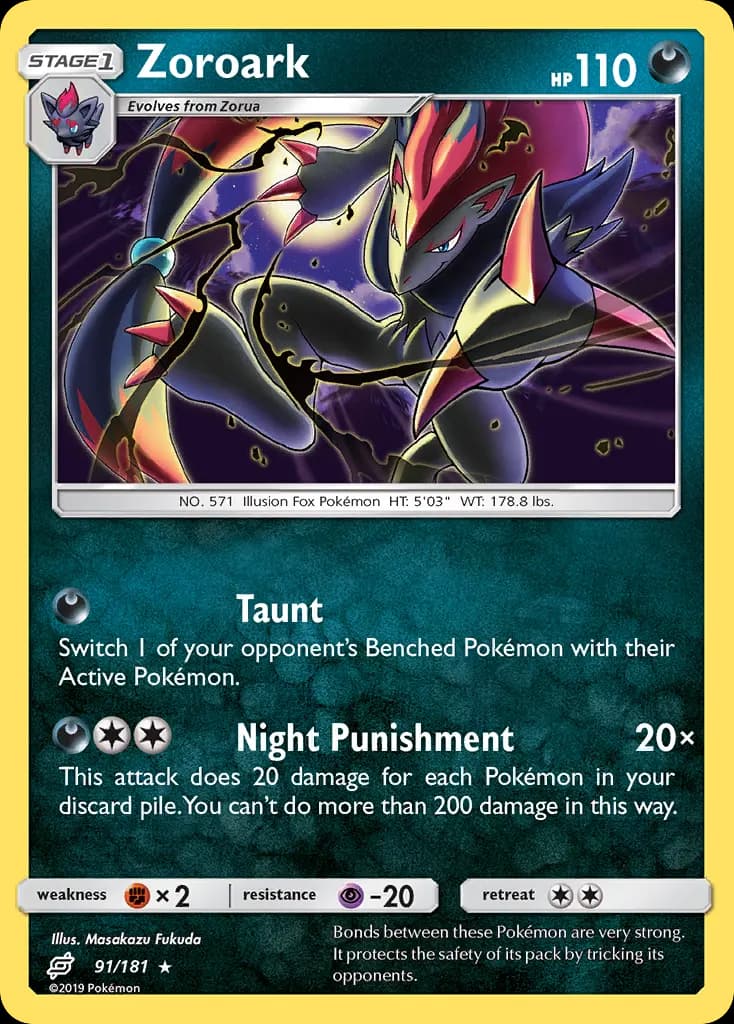 Zoroark — Team Up 91 Pokémon card