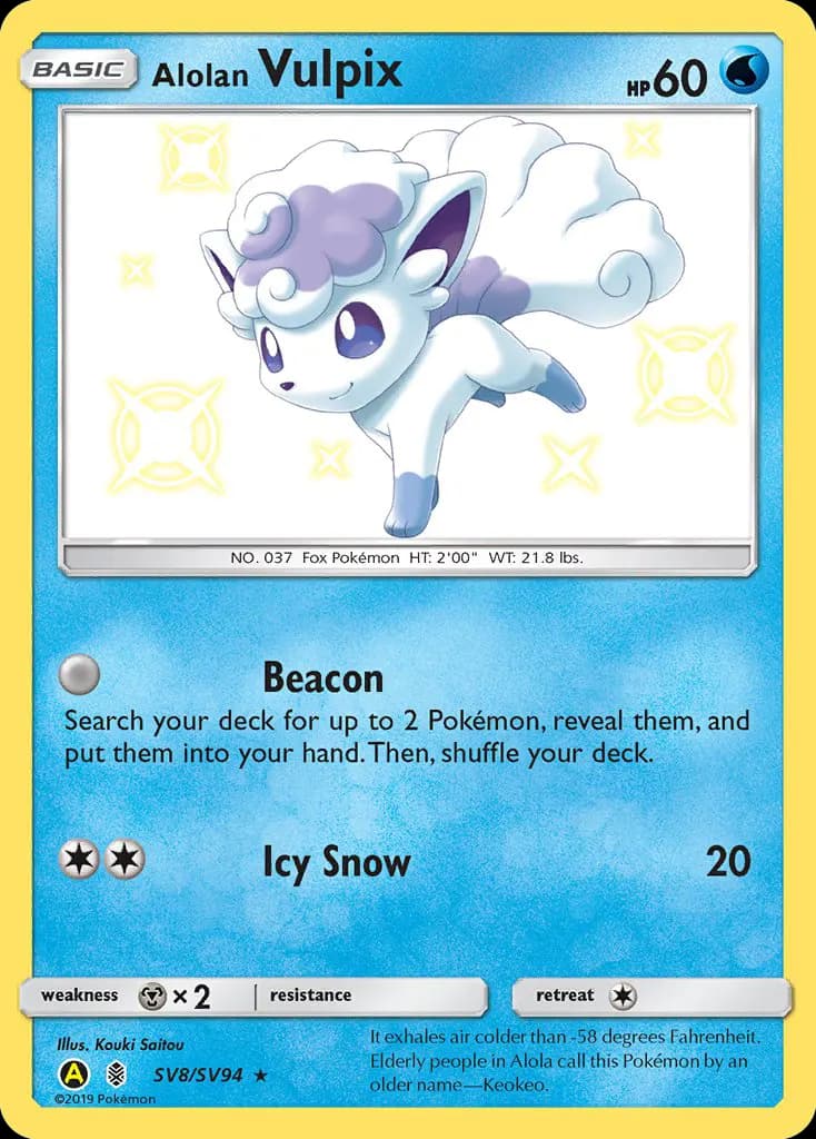 Alolan Vulpix — Hidden Fates Shiny Vault SV8 Pokémon card