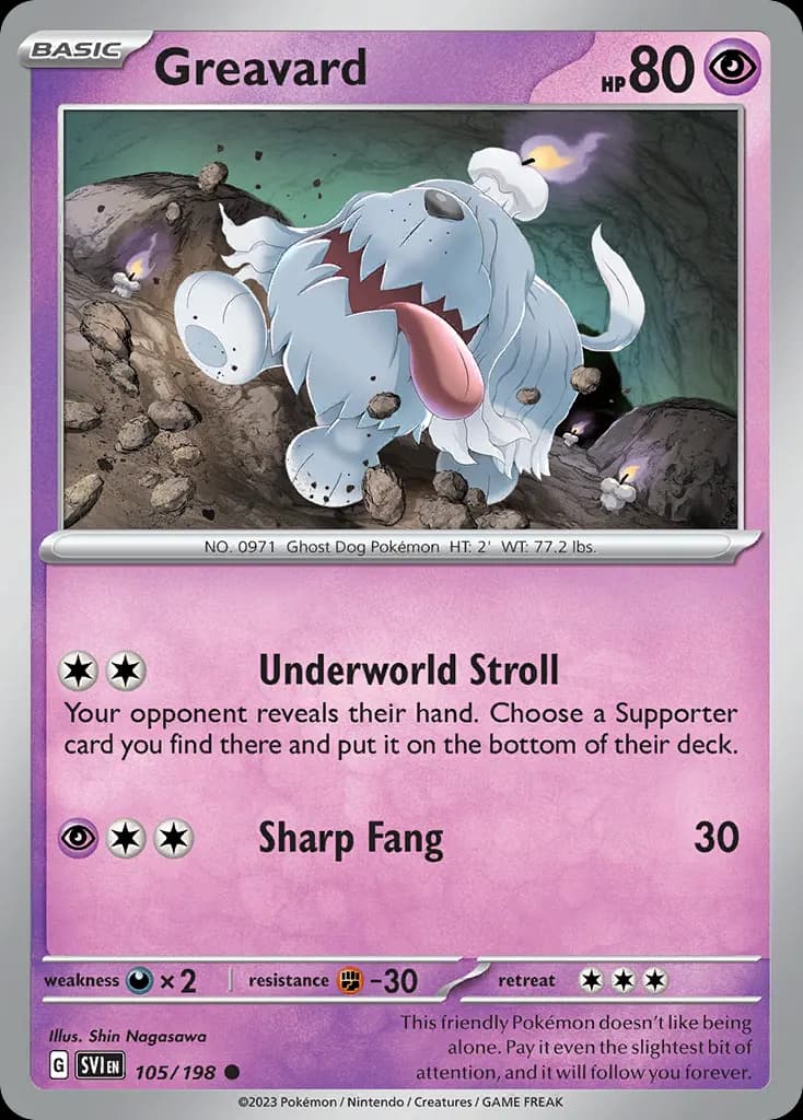 Greavard — Scarlet & Violet 105 Pokémon card