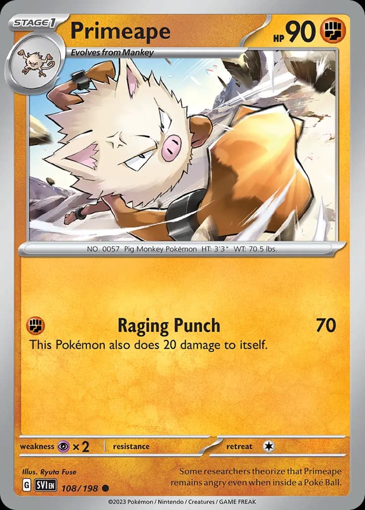 Primeape — Scarlet & Violet 108 Pokémon card