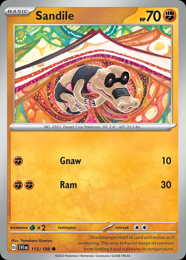 Sandile — Scarlet & Violet 115 Pokémon card