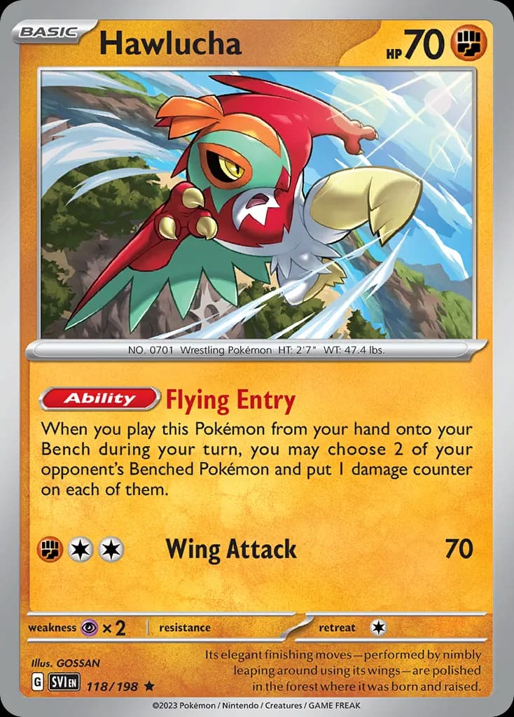 Hawlucha — Scarlet & Violet 118 Pokémon card