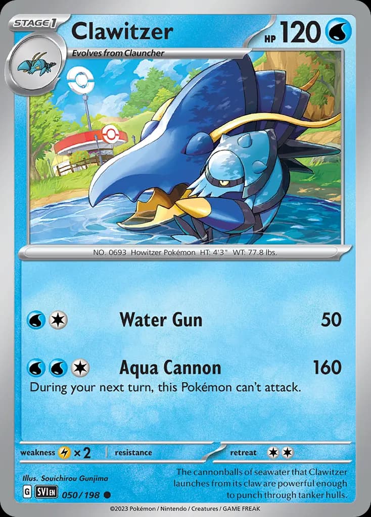 Clawitzer — Scarlet & Violet 50 Pokémon card