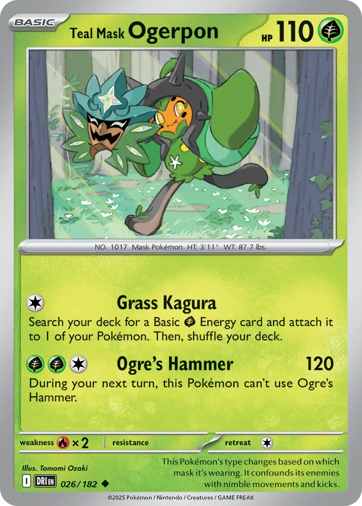 Teal Mask Ogerpon — Destined Rivals 26 Pokémon card