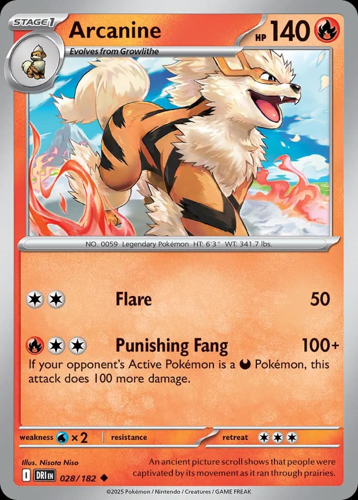 Arcanine — Destined Rivals 28 Pokémon card