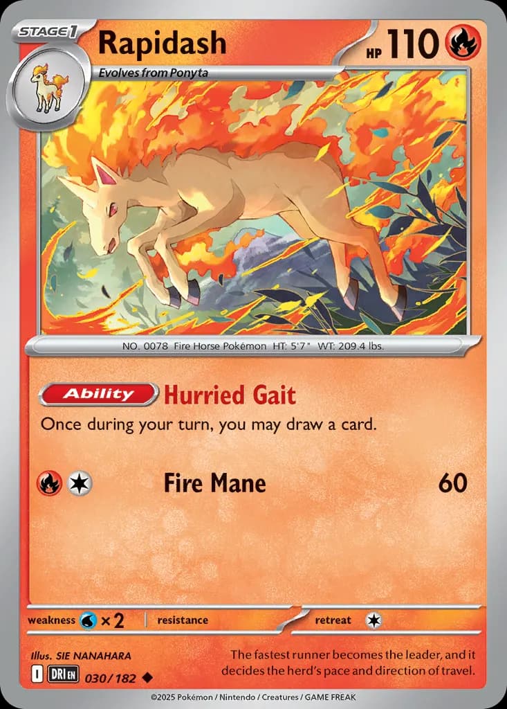 Rapidash — Destined Rivals 30 Pokémon card