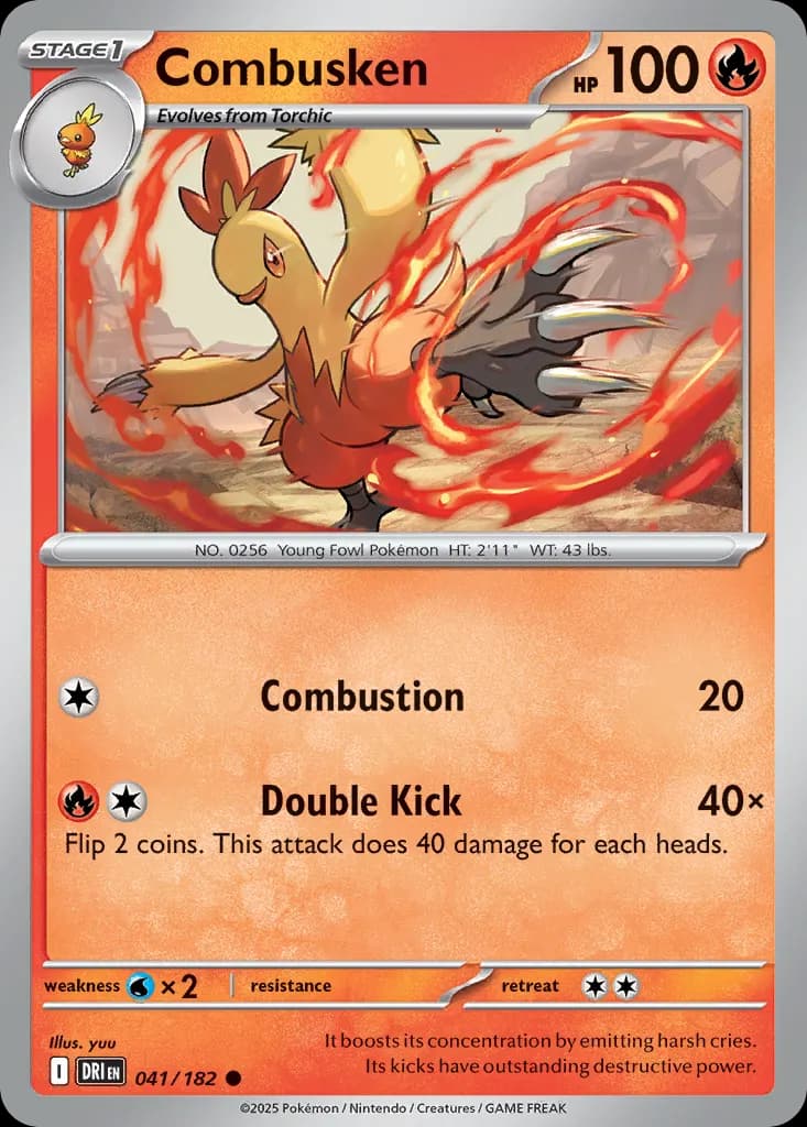 Combusken — Destined Rivals 41 Pokémon card