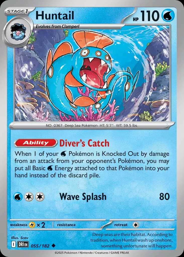 Huntail — Destined Rivals 55 Pokémon card