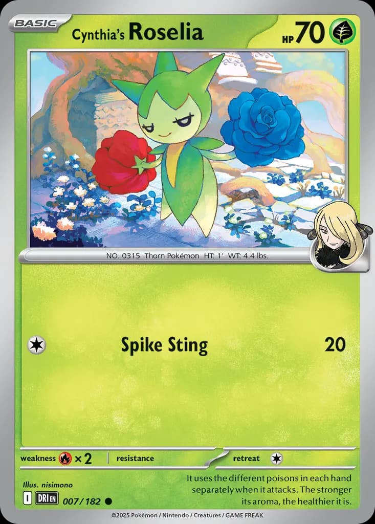 Cynthia's Roselia — Destined Rivals 7 Pokémon card