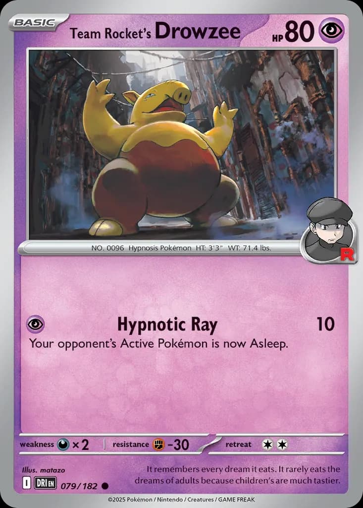 Team Rocket's Drowzee — Destined Rivals 79 Pokémon card
