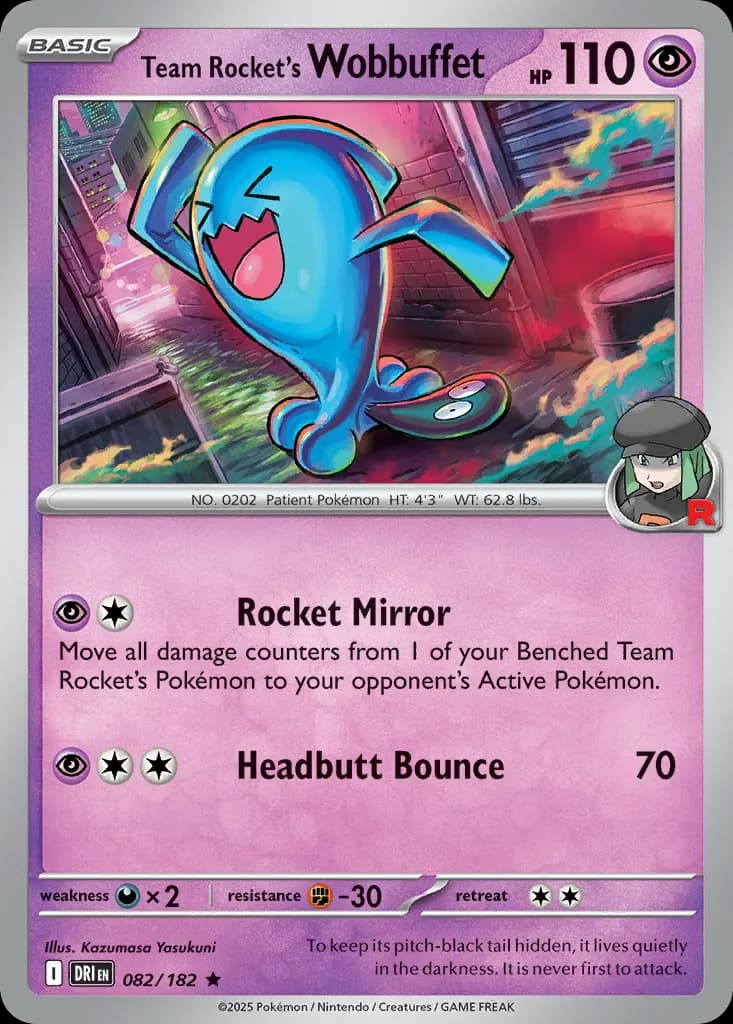 Team Rocket's Wobbuffet — Destined Rivals 82 Pokémon card