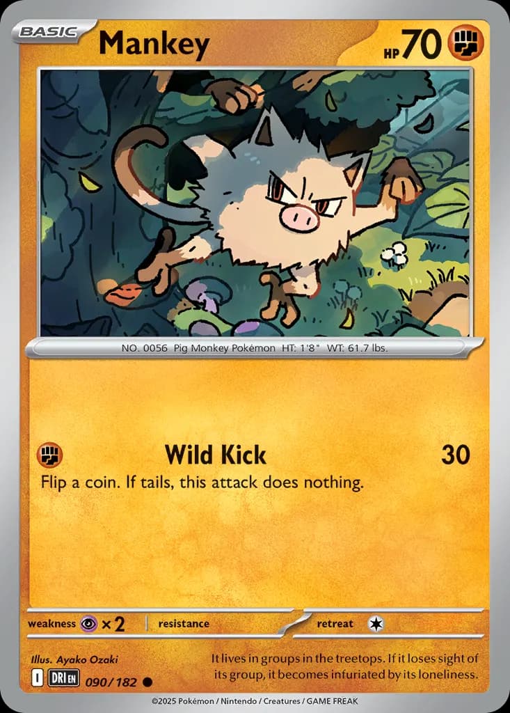 Mankey — Destined Rivals 90 Pokémon card