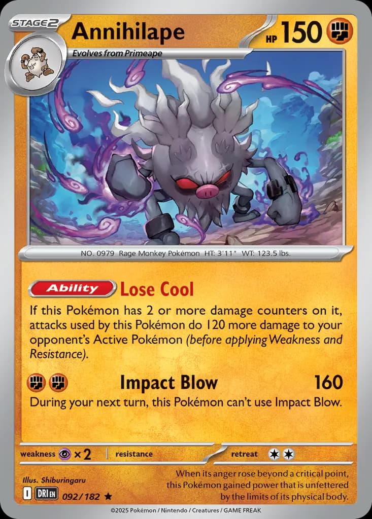 Annihilape — Destined Rivals 92 Pokémon card