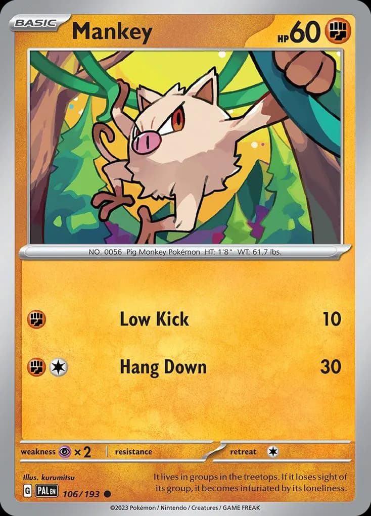 Mankey — Paldea Evolved 106 Pokémon card