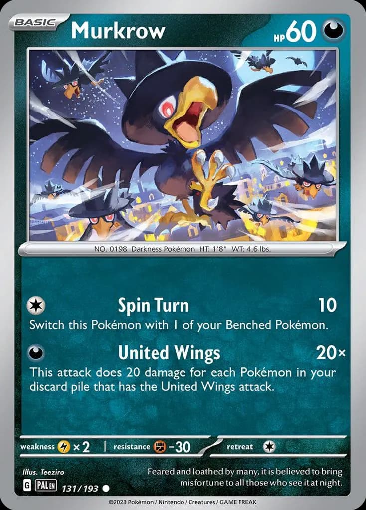 Murkrow — Paldea Evolved 131 Pokémon card
