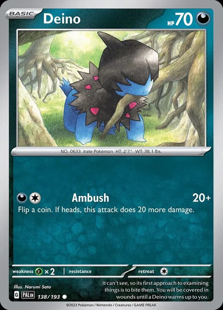Deino — Paldea Evolved 138 Pokémon card