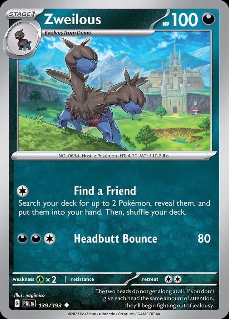 Zweilous — Paldea Evolved 139 Pokémon card