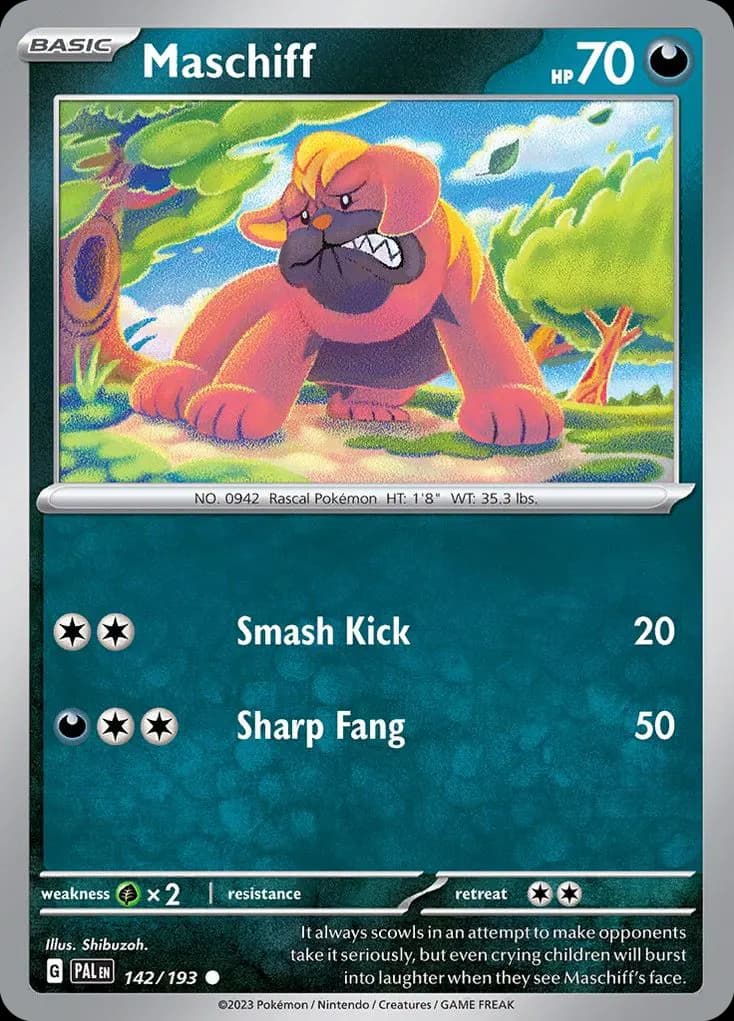 Maschiff — Paldea Evolved 142 Pokémon card