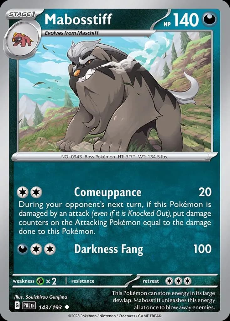 Mabosstiff — Paldea Evolved 143 Pokémon card