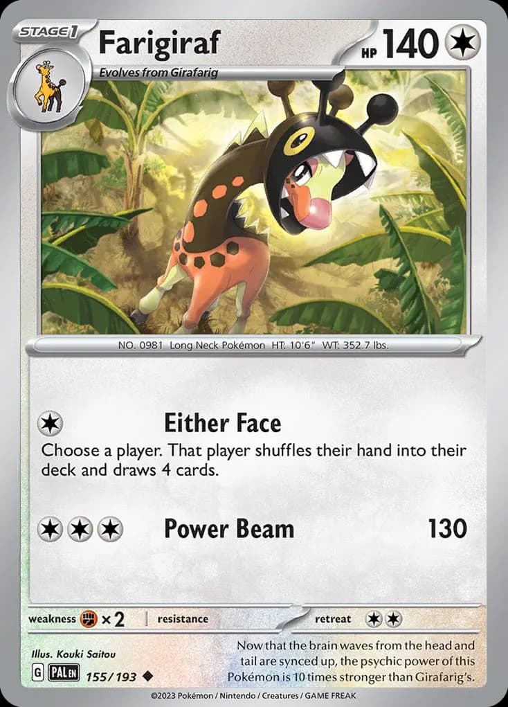 Farigiraf — Paldea Evolved 155 Pokémon card