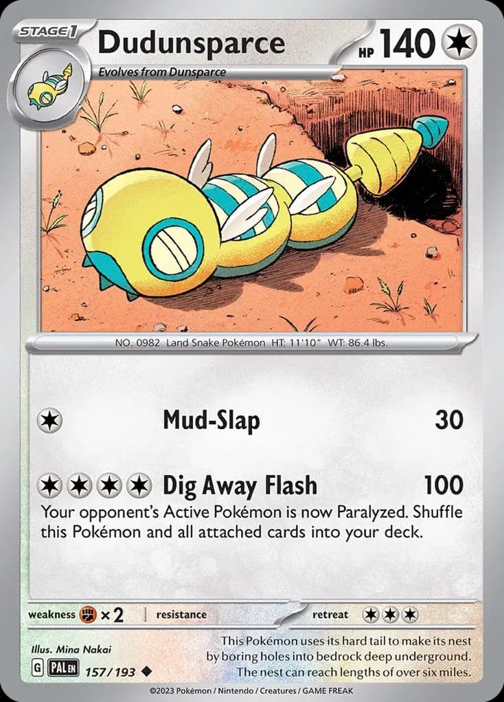 Dudunsparce — Paldea Evolved 157 Pokémon card