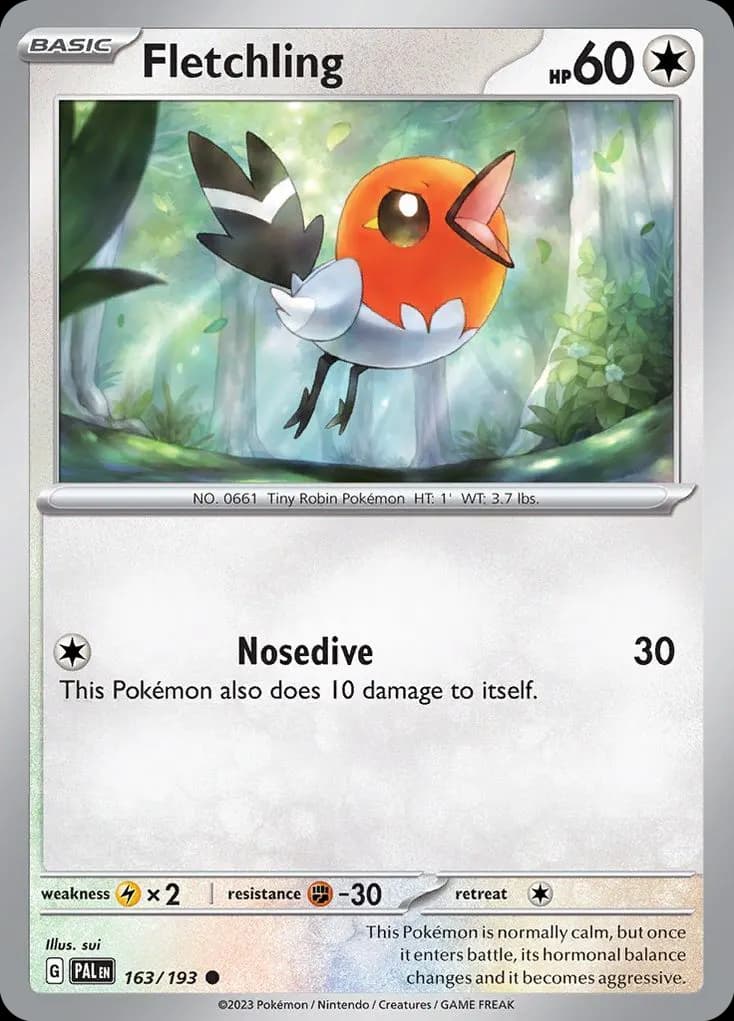 Fletchling — Paldea Evolved 163 Pokémon card