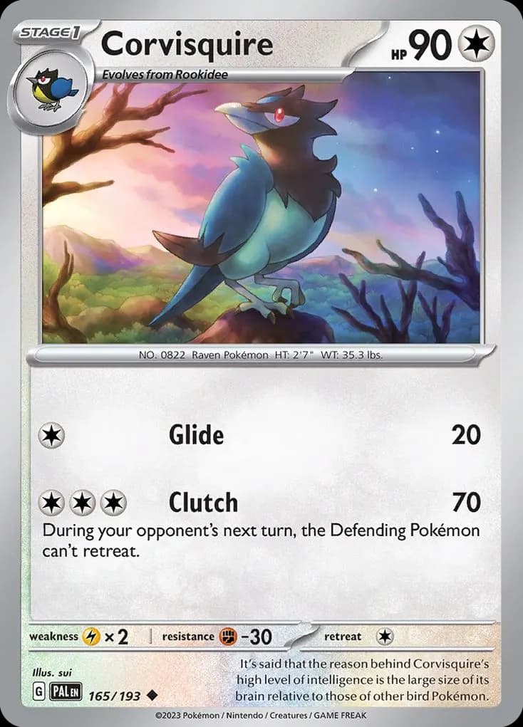 Corvisquire — Paldea Evolved 165 Pokémon card