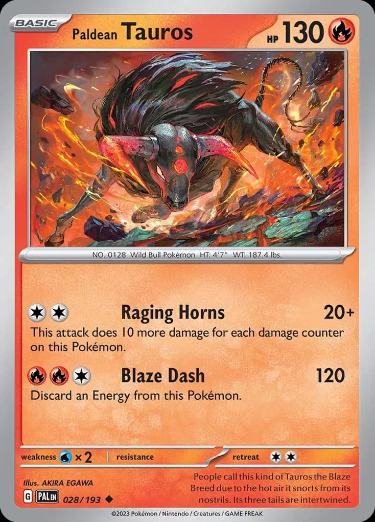 Paldean Tauros — Paldea Evolved 28 Pokémon card