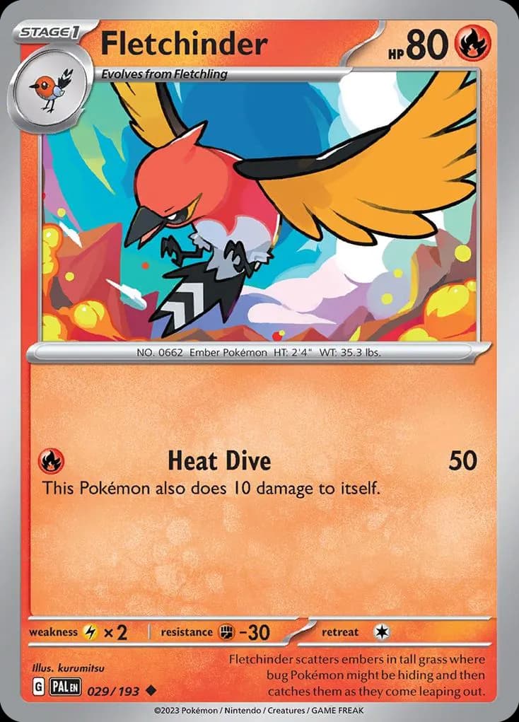 Fletchinder — Paldea Evolved 29 Pokémon card