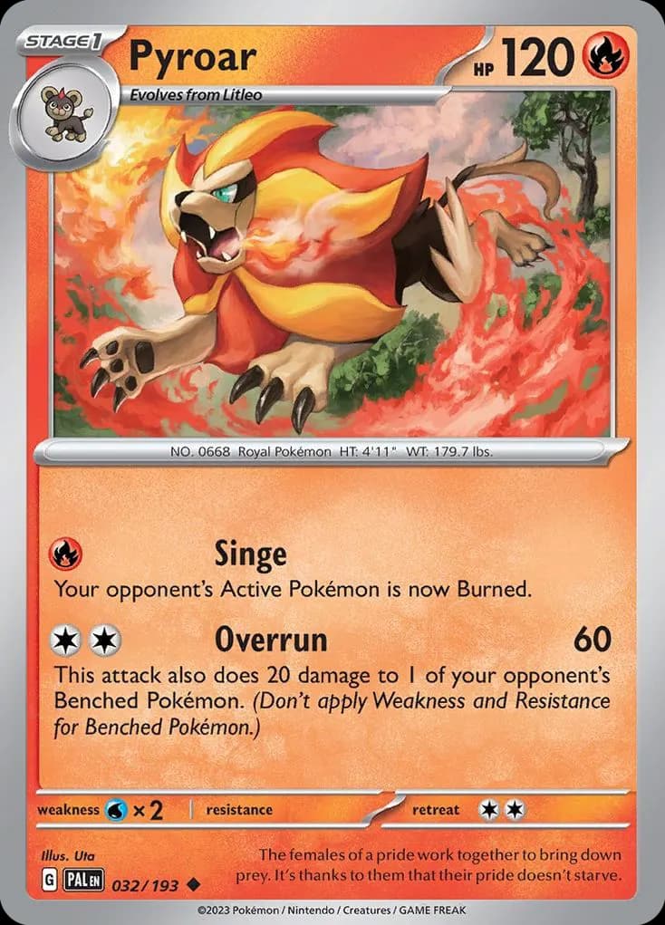 Pyroar — Paldea Evolved 32 Pokémon card