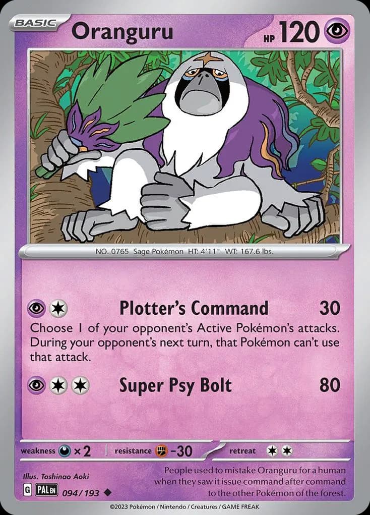 Oranguru — Paldea Evolved 94 Pokémon card