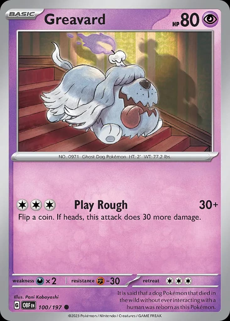 Greavard — Obsidian Flames 100 Pokémon card