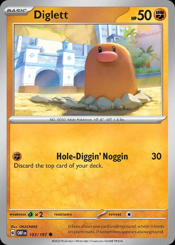 Diglett — Obsidian Flames 103 Pokémon card