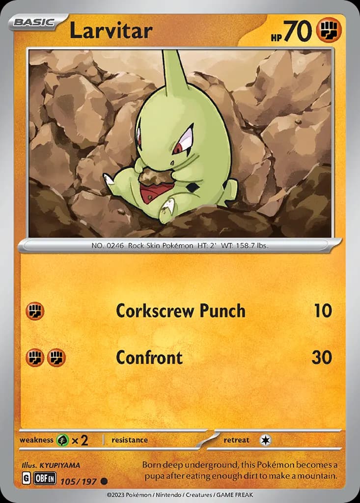 Larvitar — Obsidian Flames 105 Pokémon card