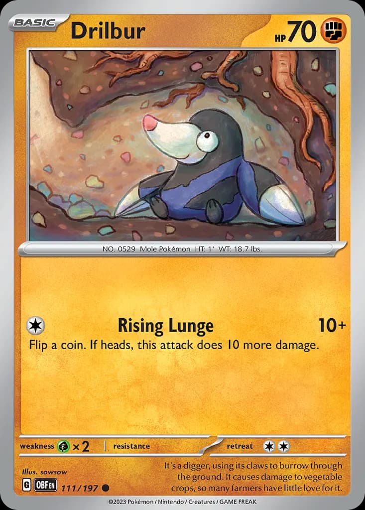Drilbur — Obsidian Flames 111 Pokémon card