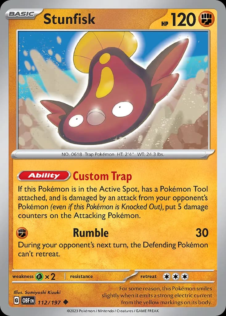 Stunfisk — Obsidian Flames 112 Pokémon card