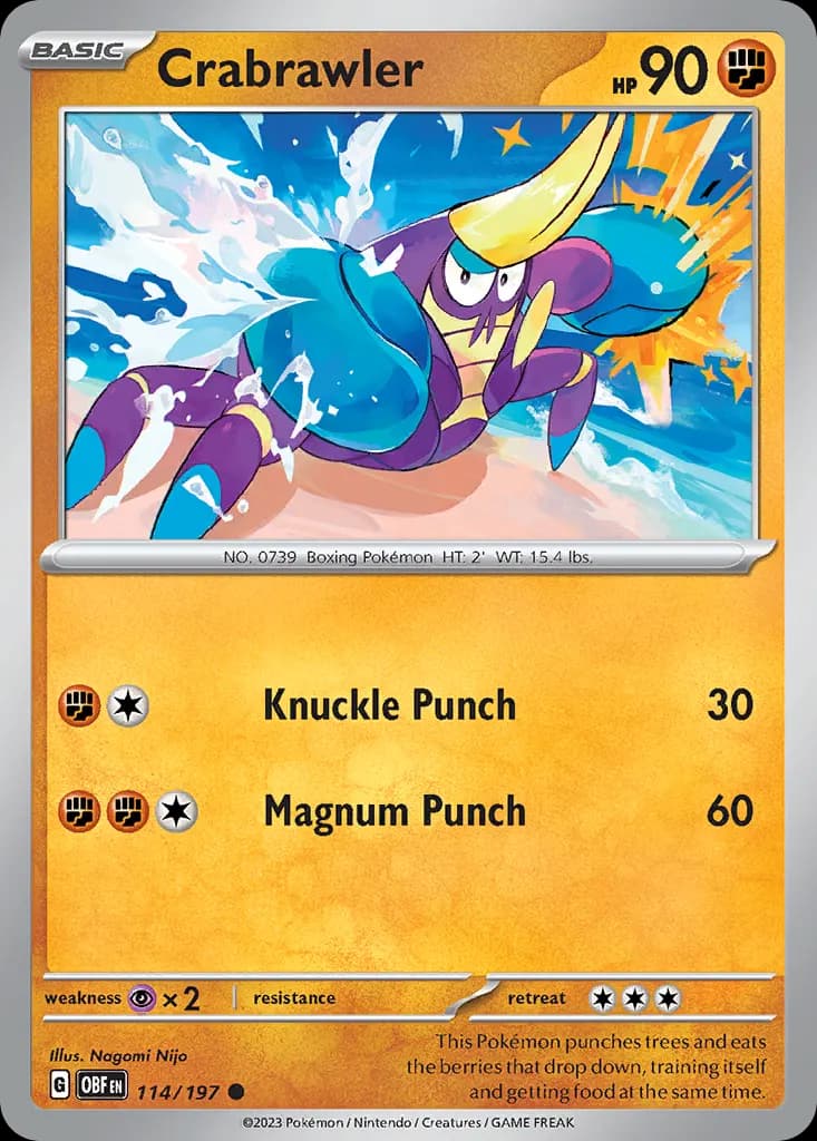 Crabrawler — Obsidian Flames 114 Pokémon card