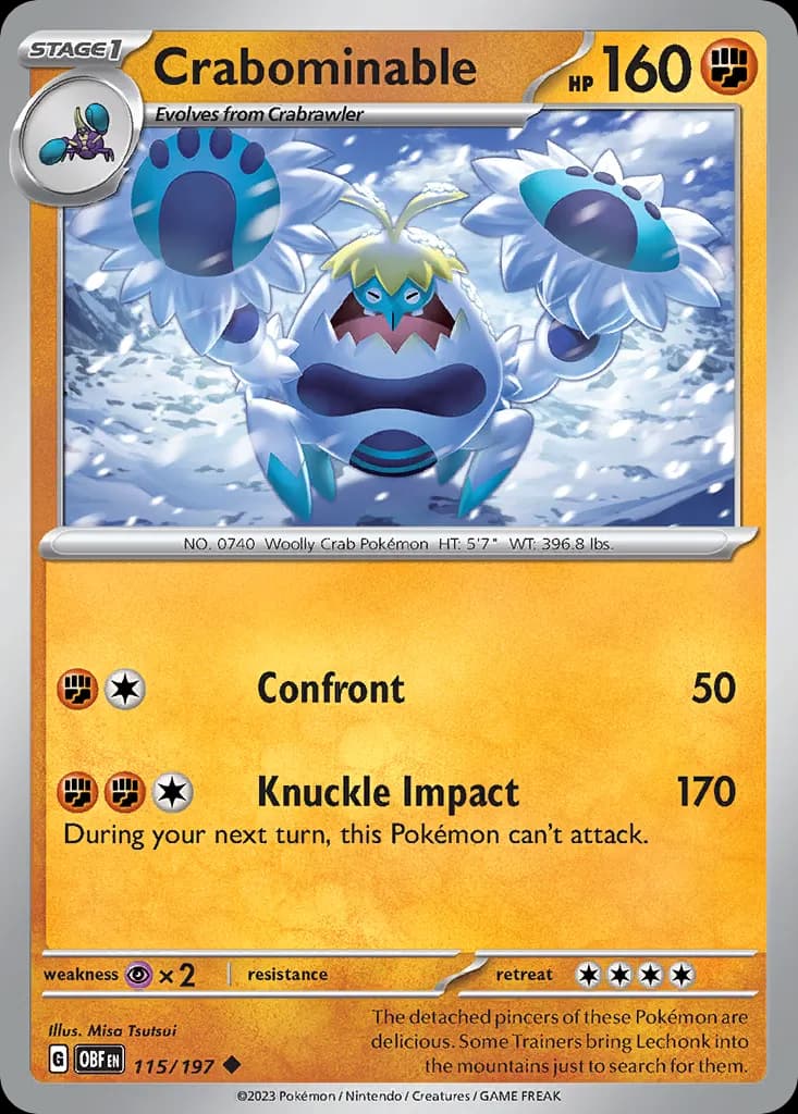 Crabominable — Obsidian Flames 115 Pokémon card