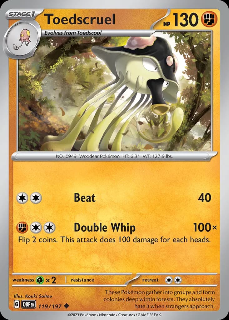 Toedscruel — Obsidian Flames 119 Pokémon card