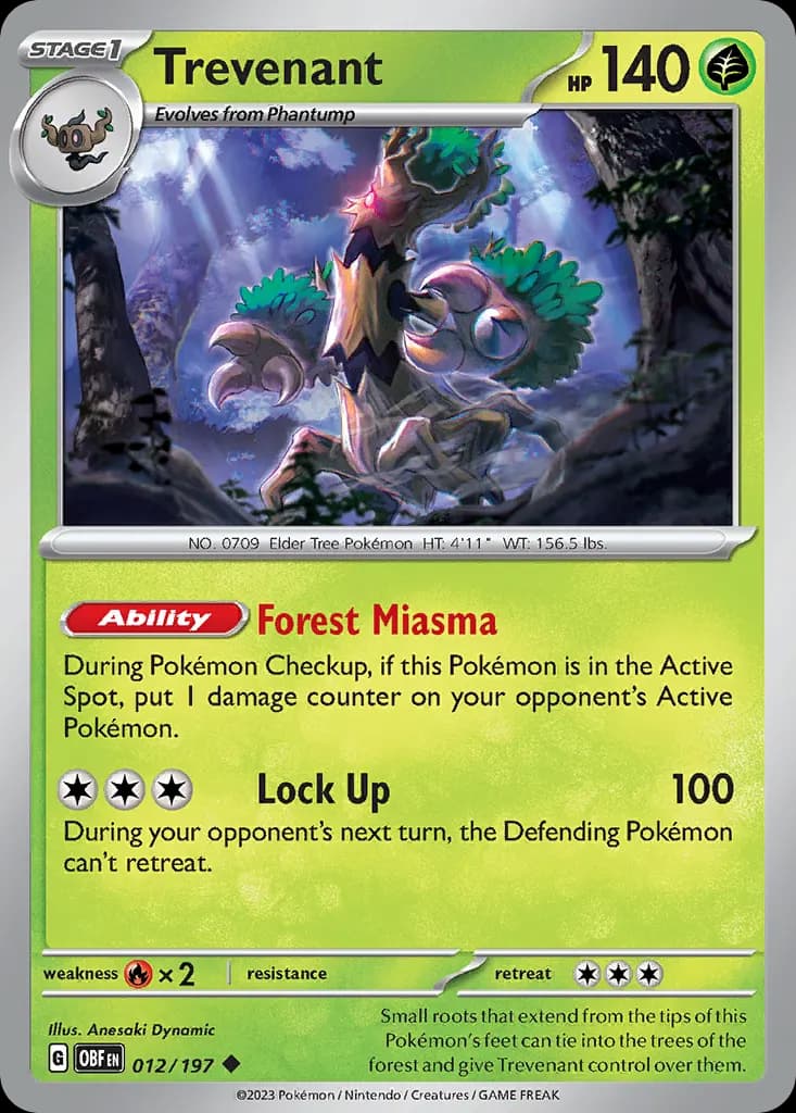 Trevenant — Obsidian Flames 12 Pokémon card