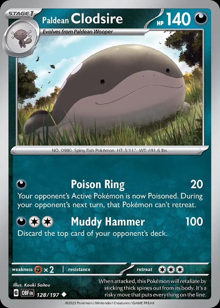Paldean Clodsire — Obsidian Flames 128 Pokémon card