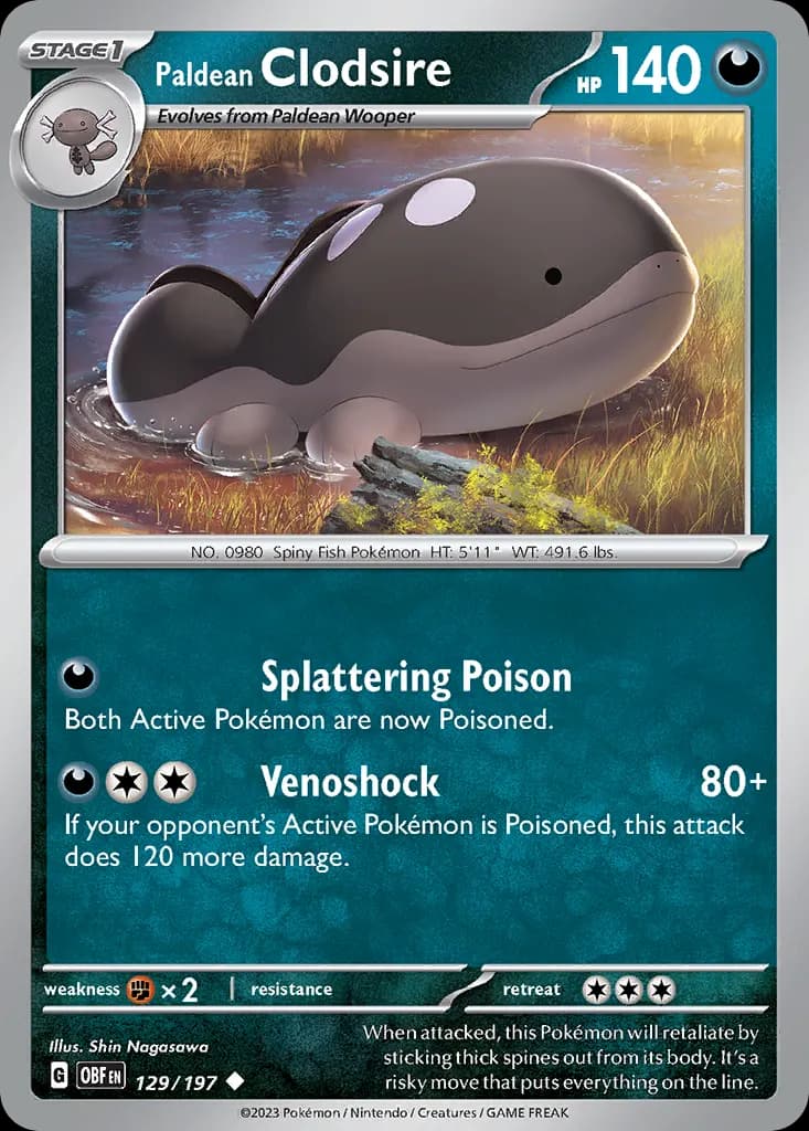 Paldean Clodsire — Obsidian Flames 129 Pokémon card