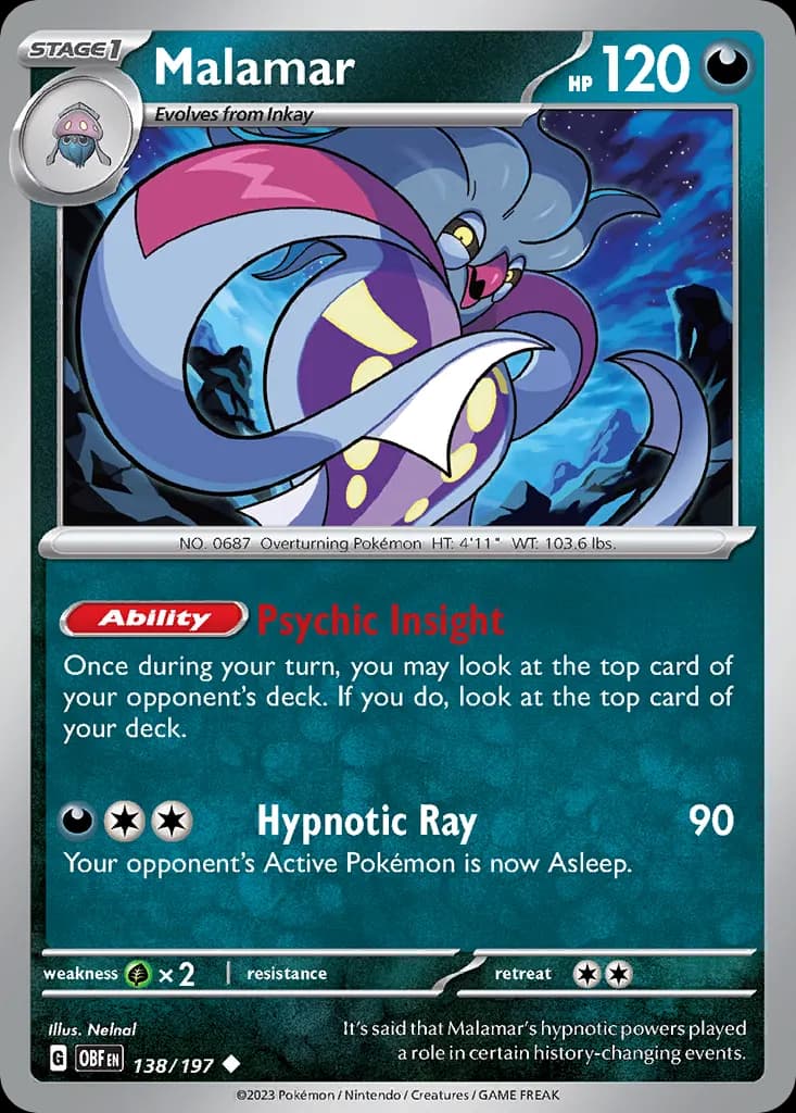 Malamar — Obsidian Flames 138 Pokémon card
