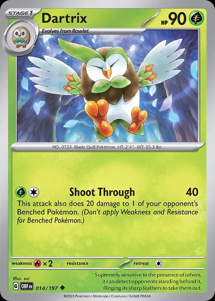 Dartrix — Obsidian Flames 14 Pokémon card