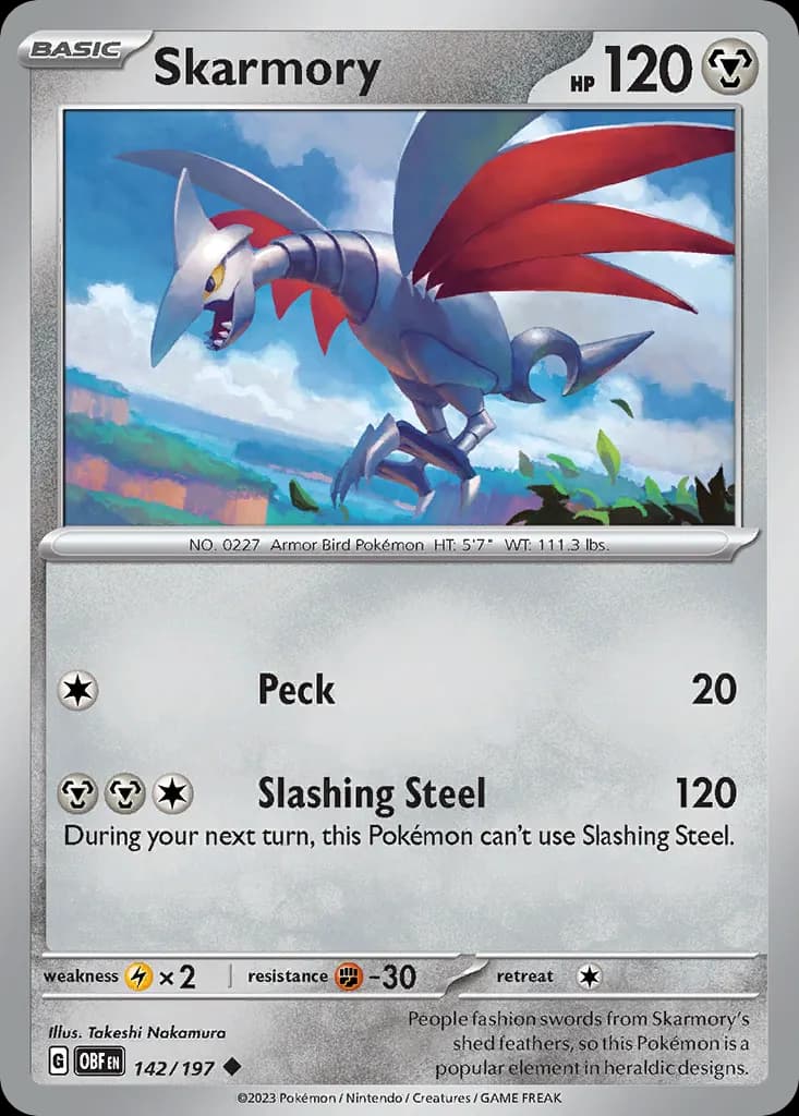 Skarmory — Obsidian Flames 142 Pokémon card