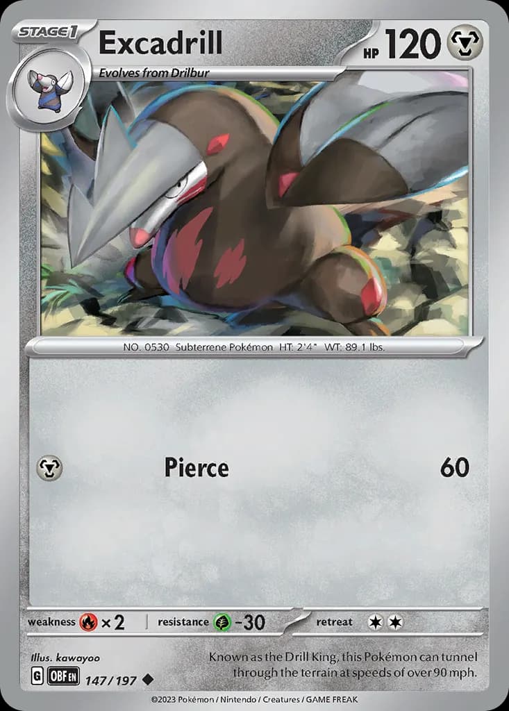 Excadrill — Obsidian Flames 147 Pokémon card
