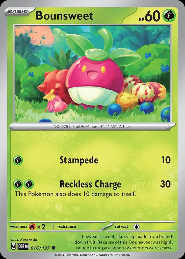 Bounsweet — Obsidian Flames 16 Pokémon card