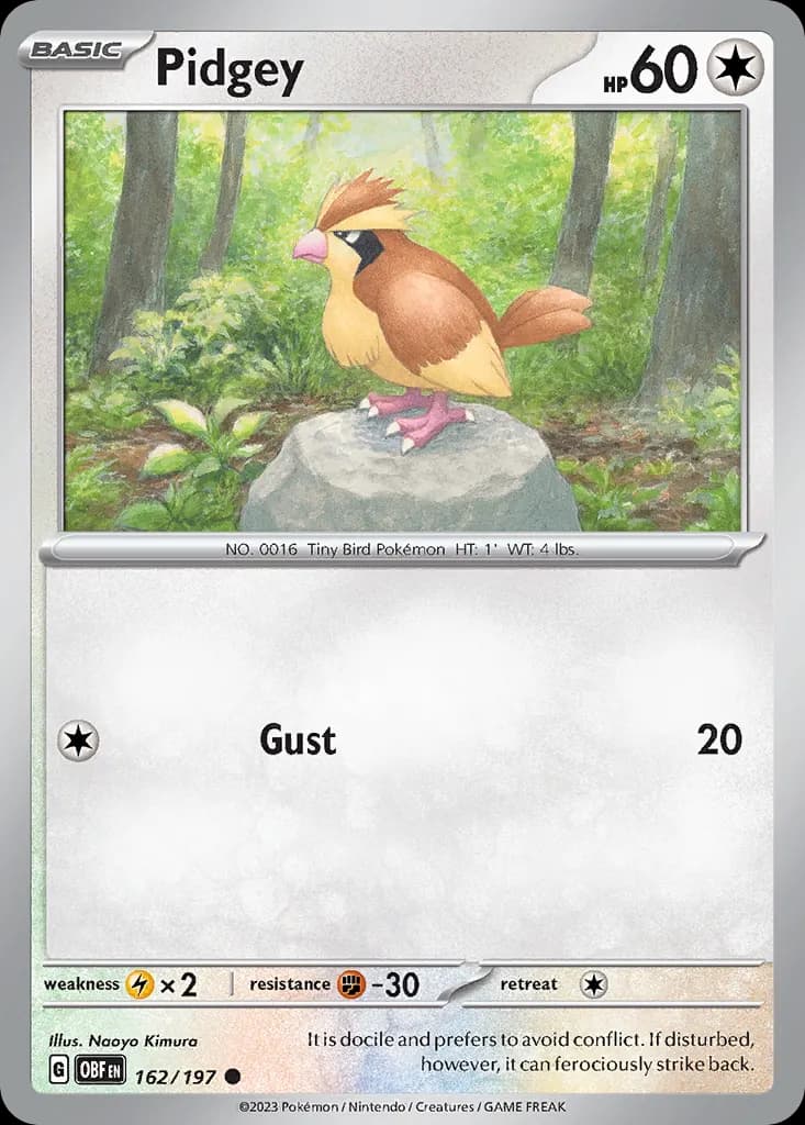 Pidgey — Obsidian Flames 162 Pokémon card
