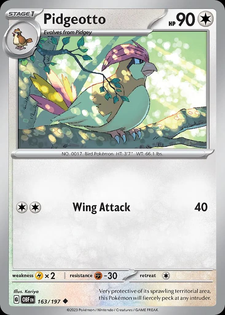 Pidgeotto — Obsidian Flames 163 Pokémon card
