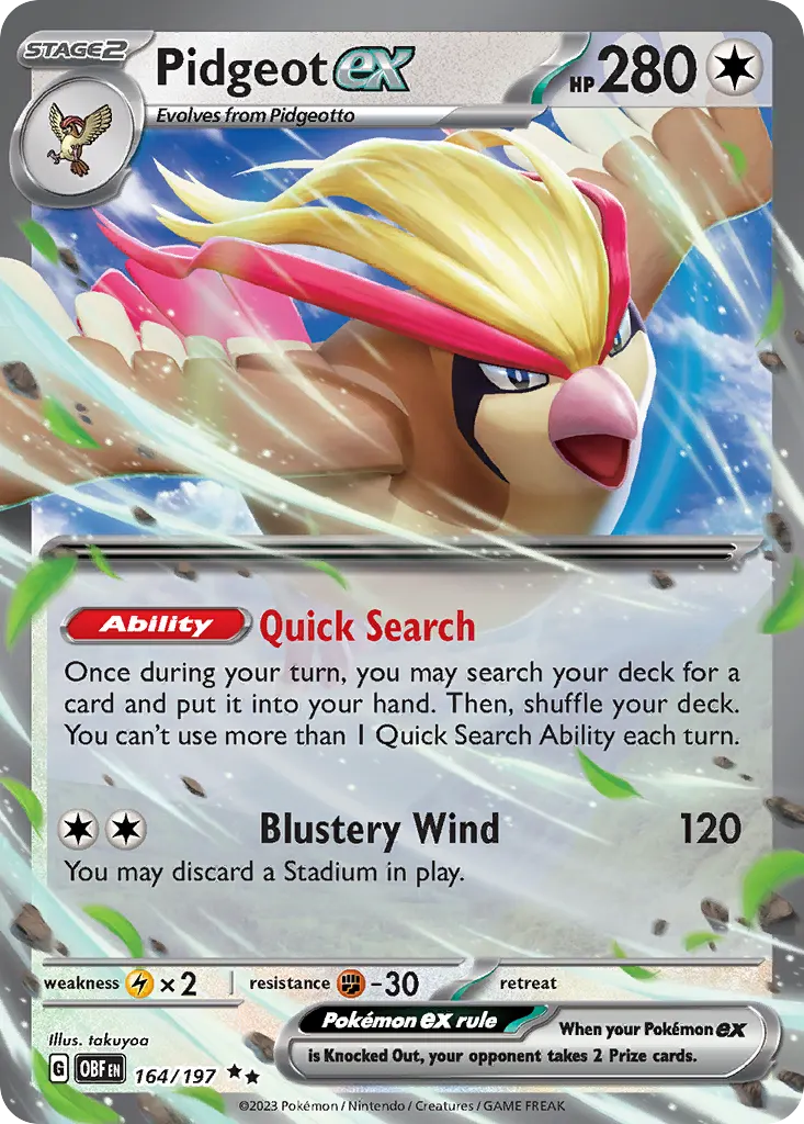 Pidgeot ex — Obsidian Flames 164 Pokémon card